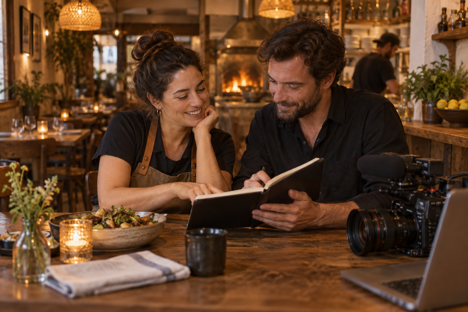 A local business owner and filmmaker planning together